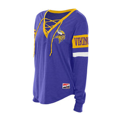 Minnesota Vikings New Era Women's Throwback Lace-Up Long-Sleeve T-Shirt