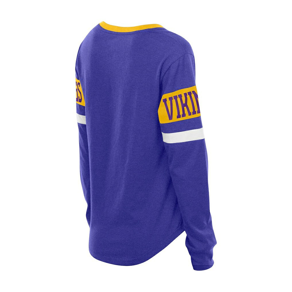 Minnesota Vikings New Era Women's Throwback Lace-Up Long-Sleeve T-Shirt