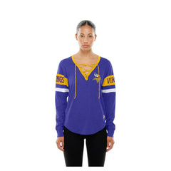 Minnesota Vikings New Era Women's Throwback Lace-Up Long-Sleeve T-Shirt