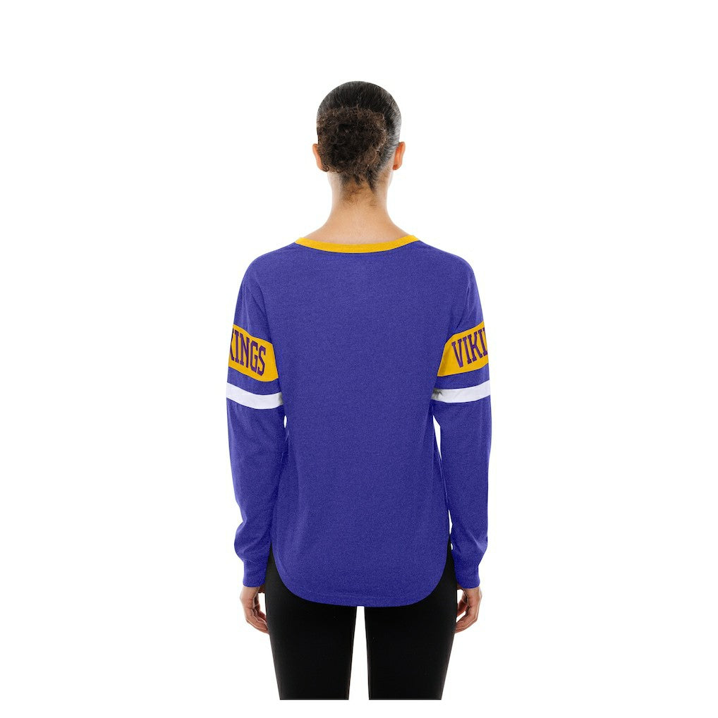 Minnesota Vikings New Era Women's Throwback Lace-Up Long-Sleeve T-Shirt