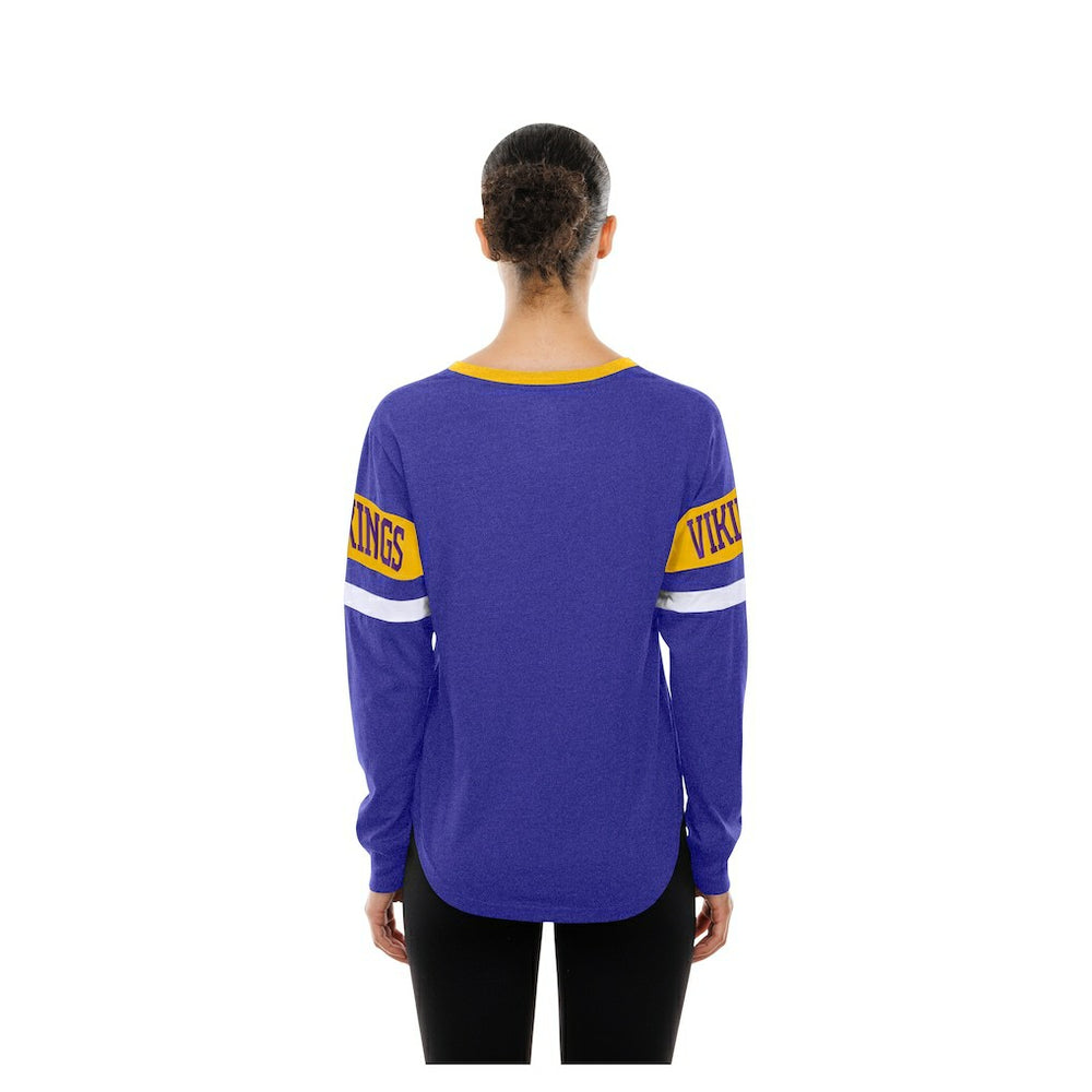 Minnesota Vikings New Era Women's Throwback Lace-Up Long-Sleeve T-Shirt