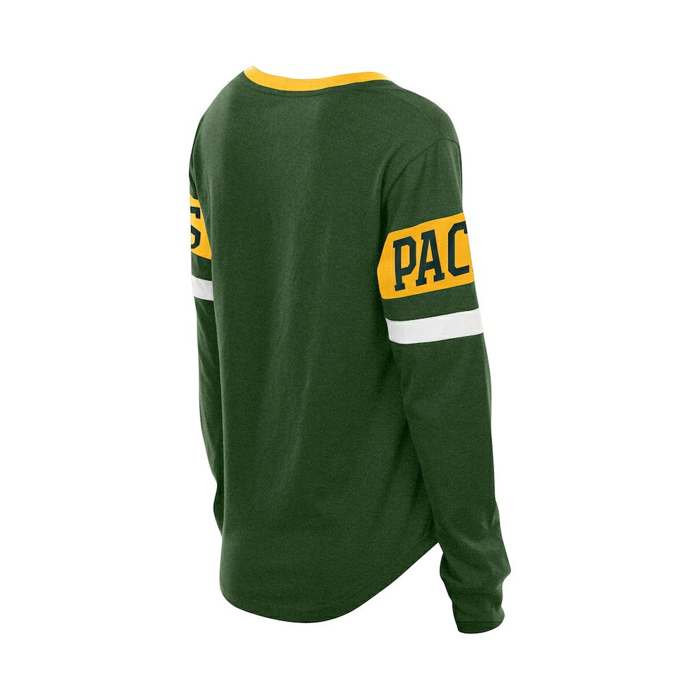 Green Bay Packers New Era Women's Throwback Lace-Up Long-Sleeve T-Shirt
