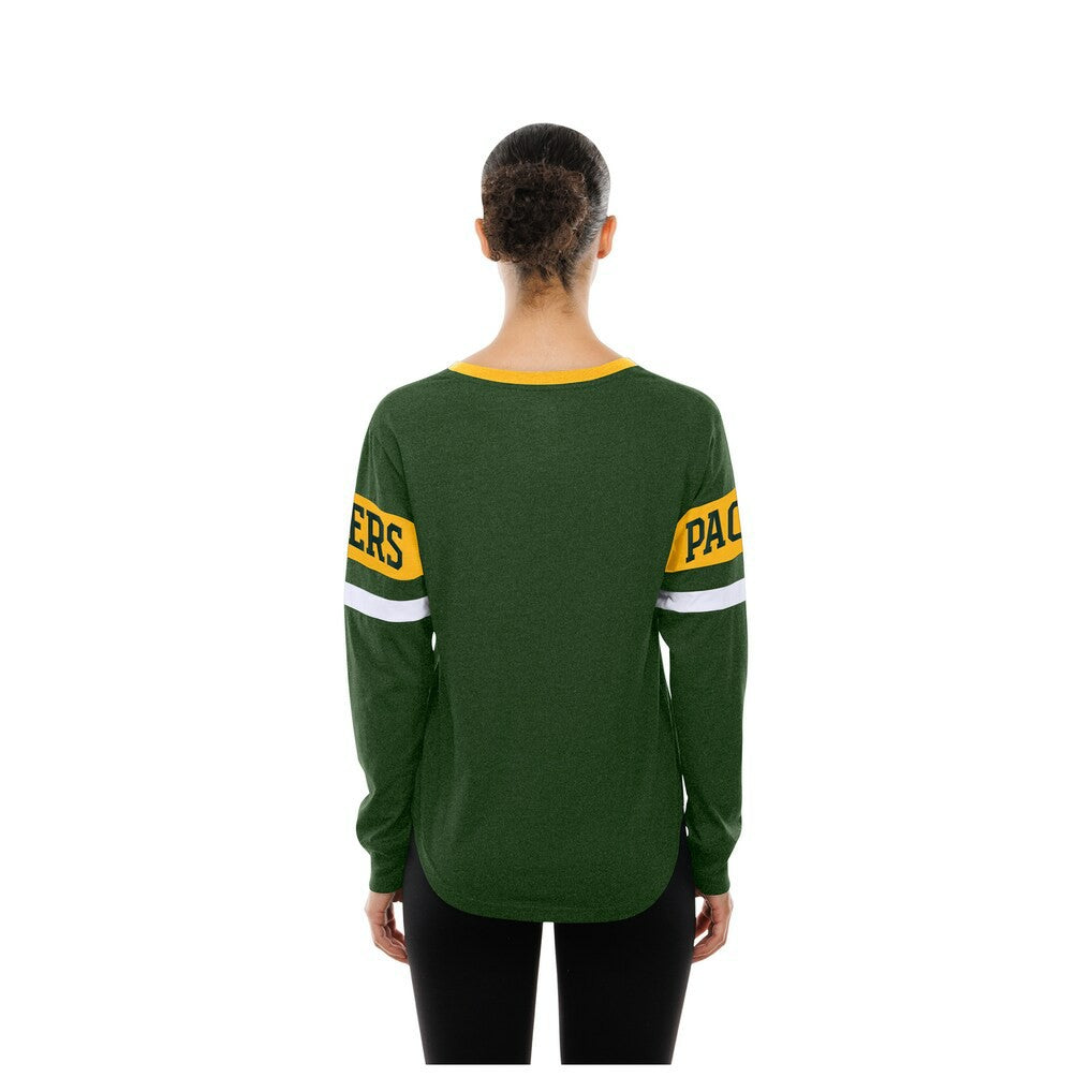 Green Bay Packers New Era Women's Throwback Lace-Up Long-Sleeve T-Shirt