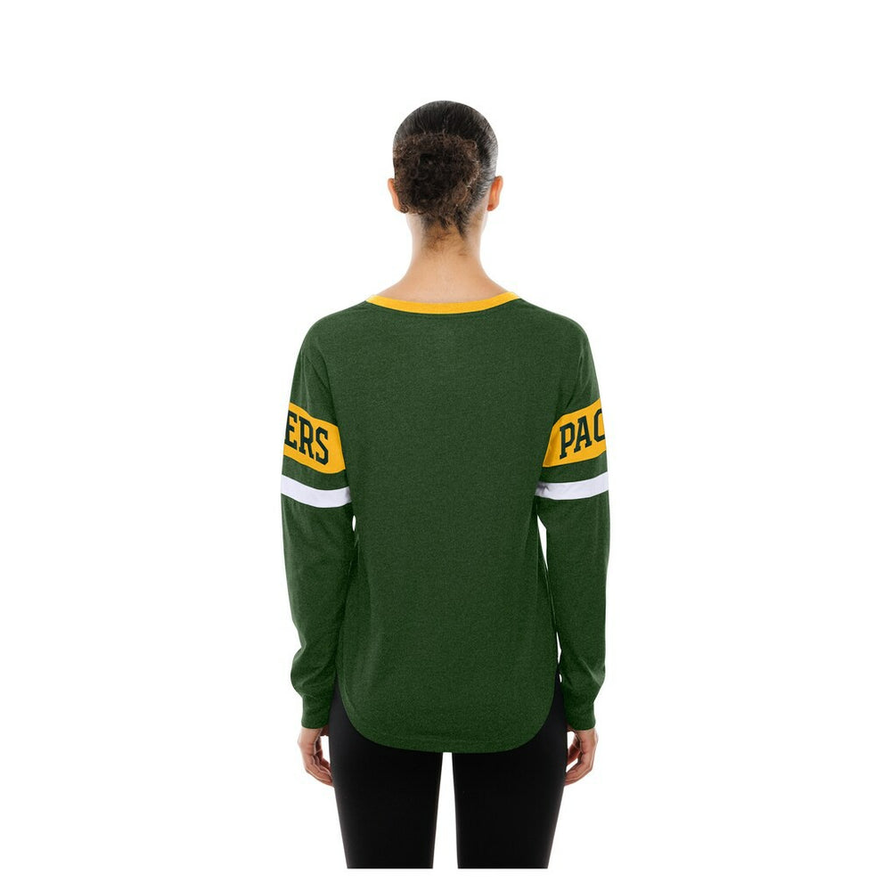 Green Bay Packers New Era Women's Throwback Lace-Up Long-Sleeve T-Shirt