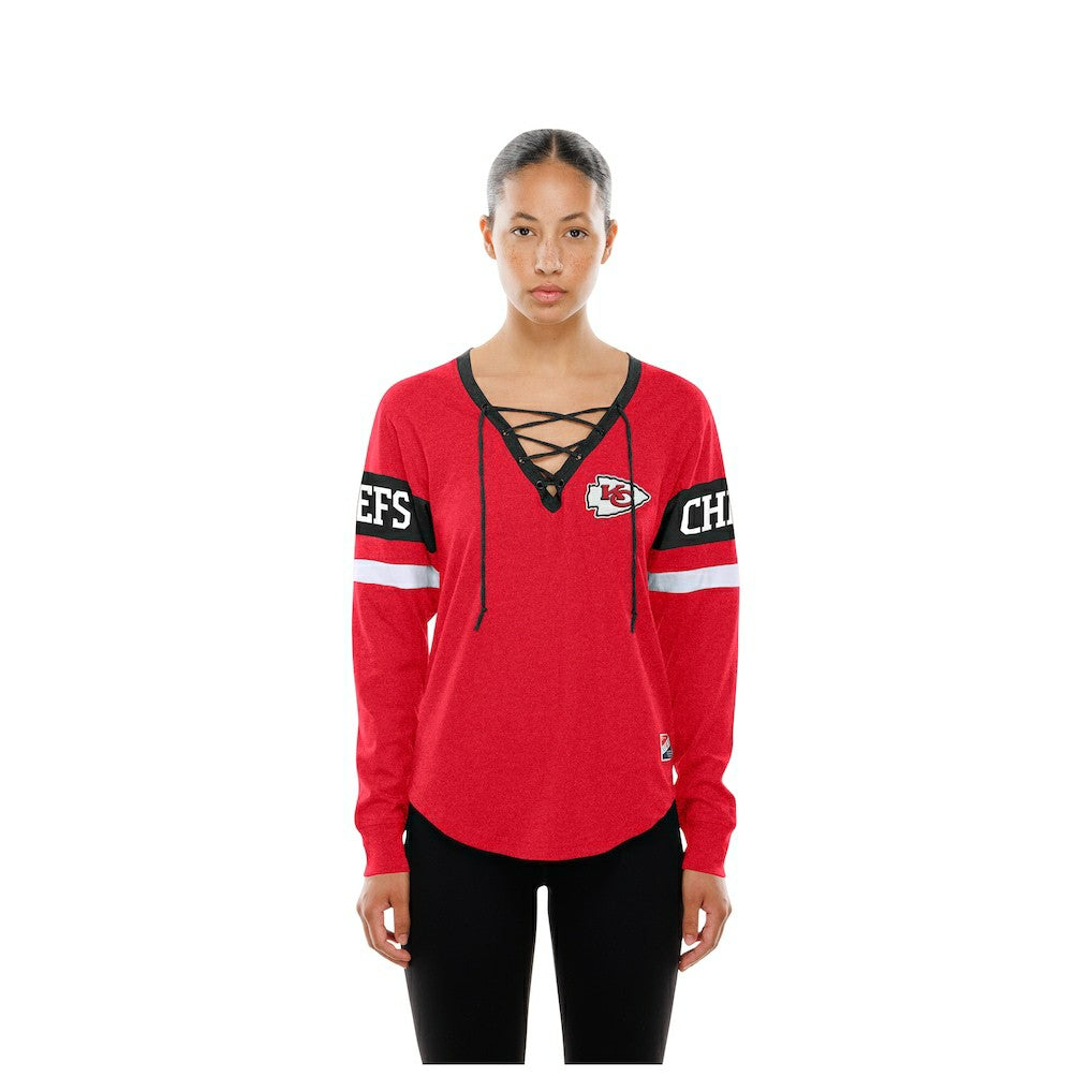 Kansas City Chiefs New Era Women's Throwback Lace-Up Long-Sleeve T-Shirt