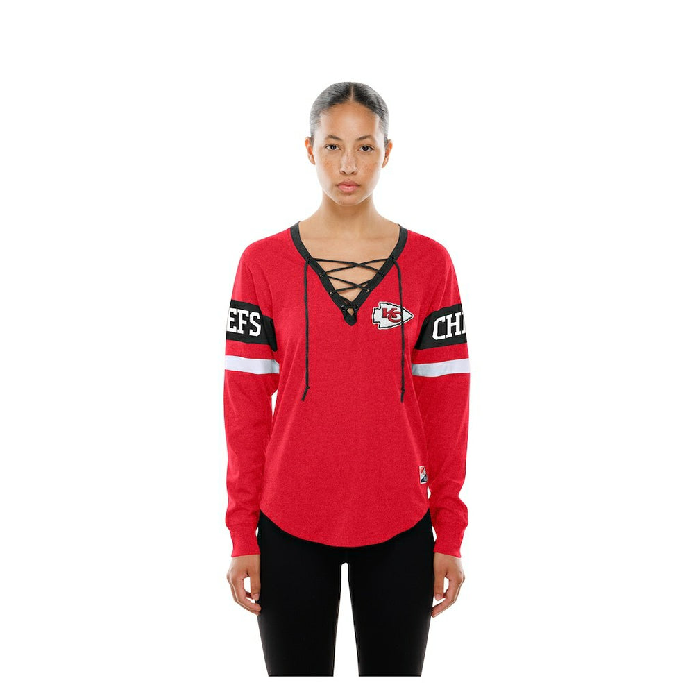 Kansas City Chiefs New Era Women's Throwback Lace-Up Long-Sleeve T-Shirt
