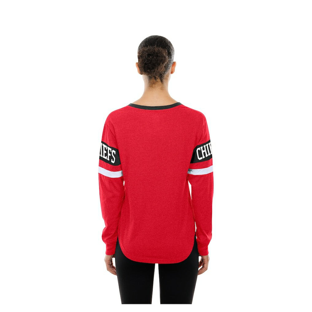 Kansas City Chiefs New Era Women's Throwback Lace-Up Long-Sleeve T-Shirt