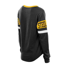 Pittsburgh Steelers New Era Women's Throwback Lace-Up Long-Sleeve T-Shirt