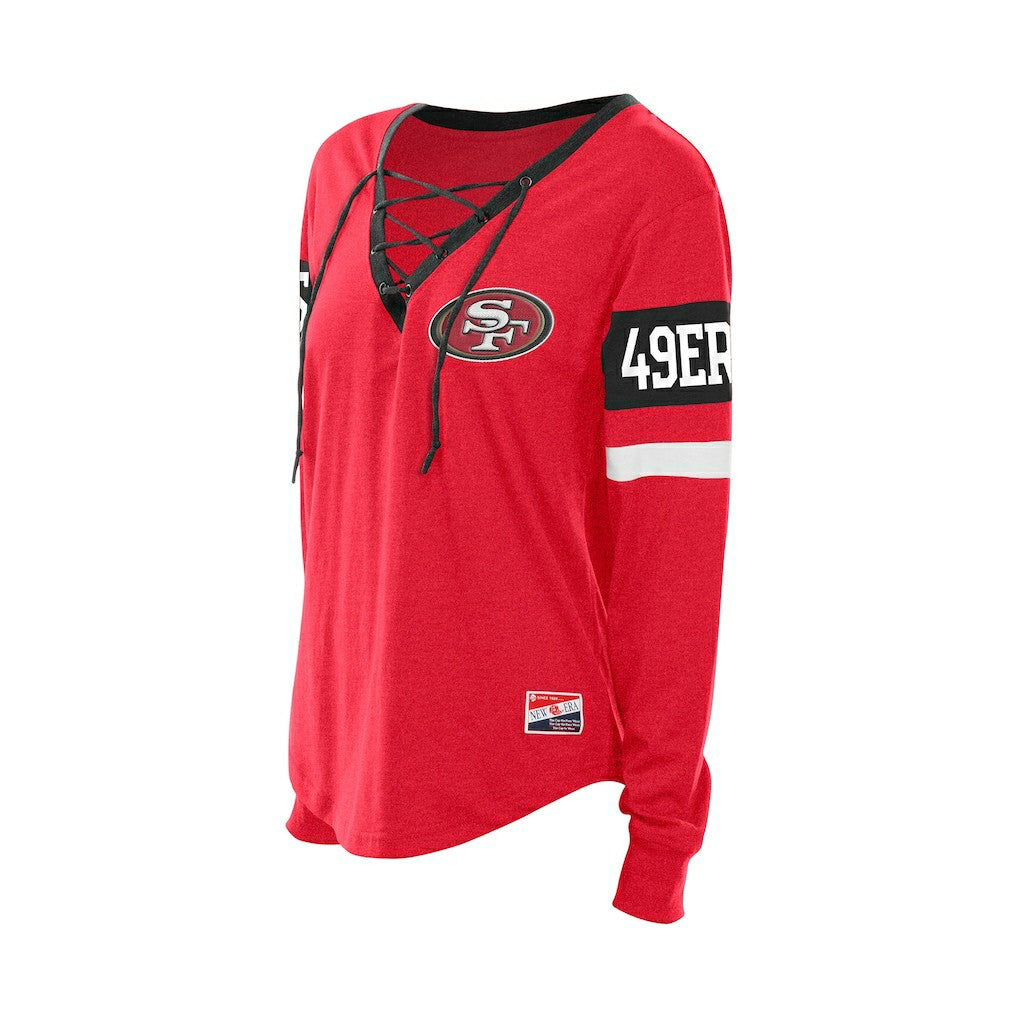 San Francisco 49ers New Era Women's Throwback Lace-Up Long-Sleeve T-Shirt