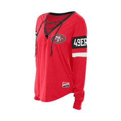 San Francisco 49ers New Era Women's Throwback Lace-Up Long-Sleeve T-Shirt