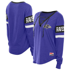 Baltimore Ravens New Era Women's Throwback Lace-Up Long-Sleeve T-Shirt