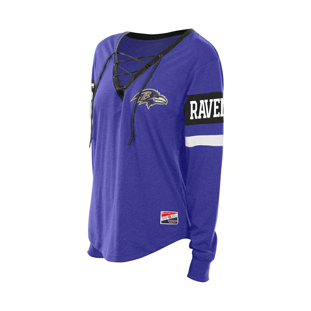 Baltimore Ravens New Era Women's Throwback Lace-Up Long-Sleeve T-Shirt