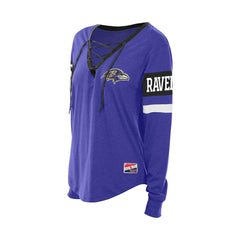 Baltimore Ravens New Era Women's Throwback Lace-Up Long-Sleeve T-Shirt
