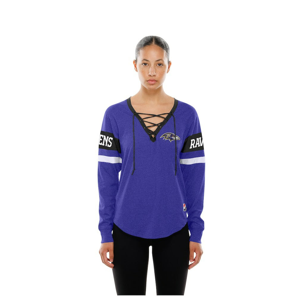 Baltimore Ravens New Era Women's Throwback Lace-Up Long-Sleeve T-Shirt