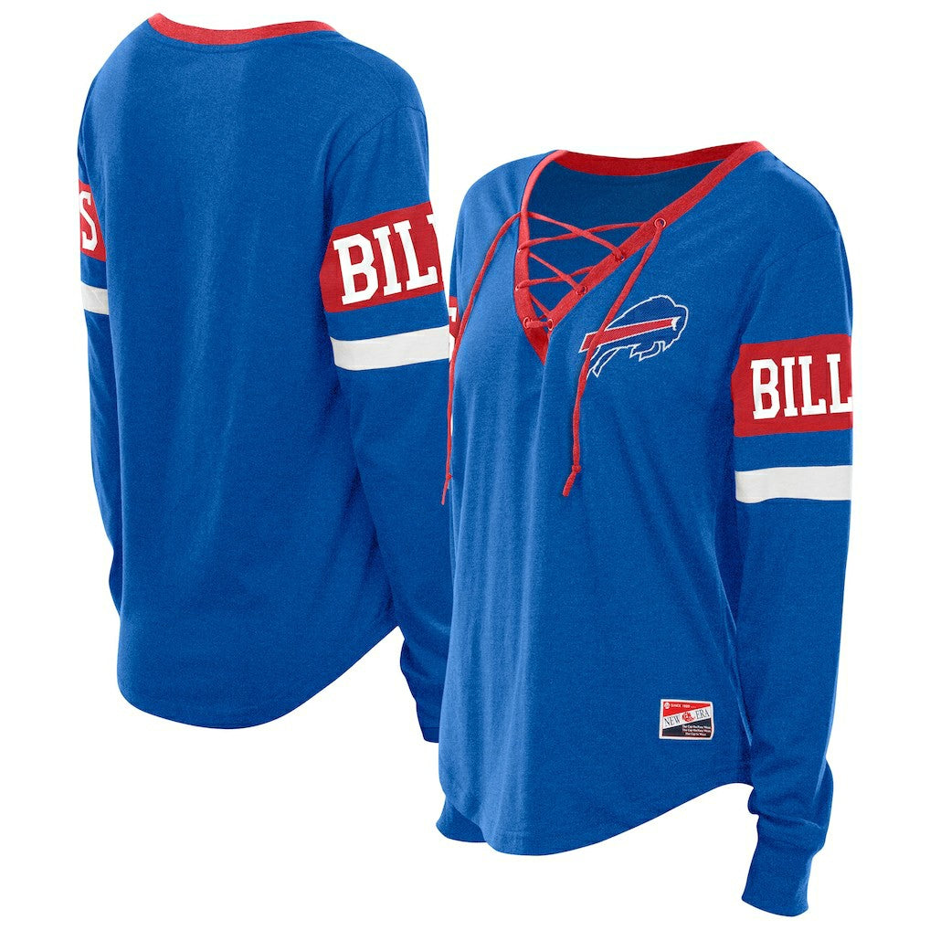 Buffalo Bills New Era Women's Throwback Lace-Up Long-Sleeve T-Shirt
