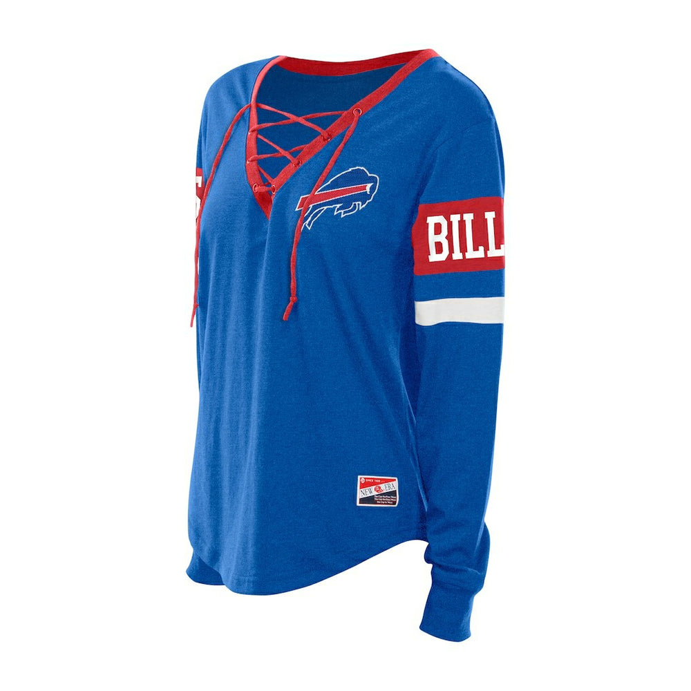 Buffalo Bills New Era Women's Throwback Lace-Up Long-Sleeve T-Shirt