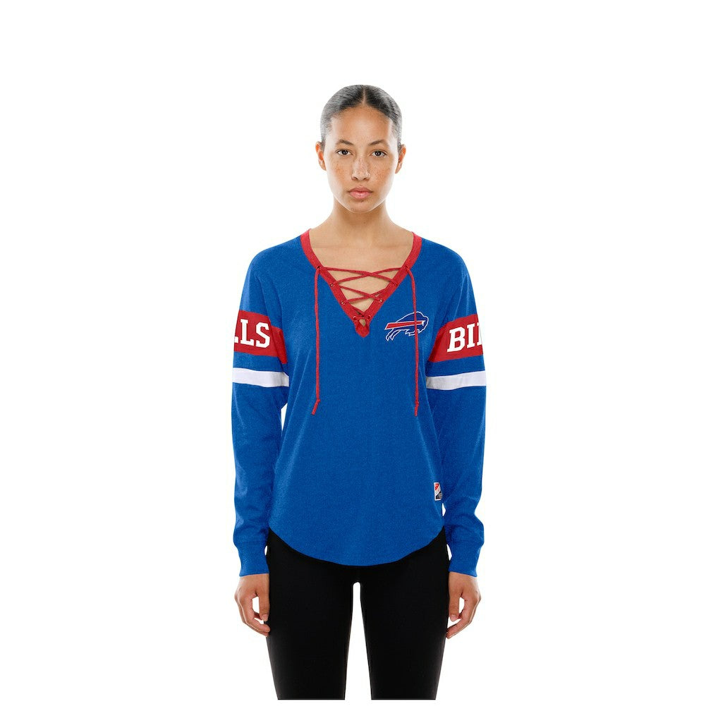 Buffalo Bills New Era Women's Throwback Lace-Up Long-Sleeve T-Shirt