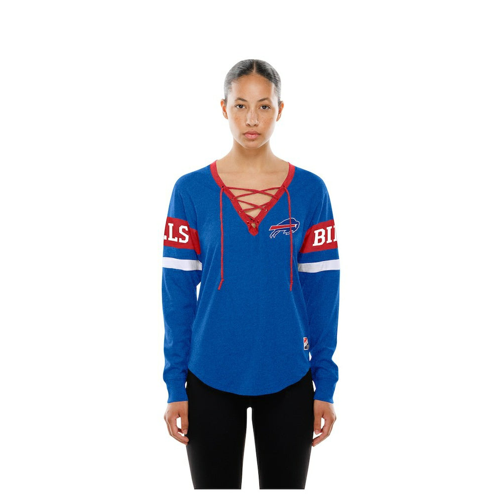Buffalo Bills New Era Women's Throwback Lace-Up Long-Sleeve T-Shirt