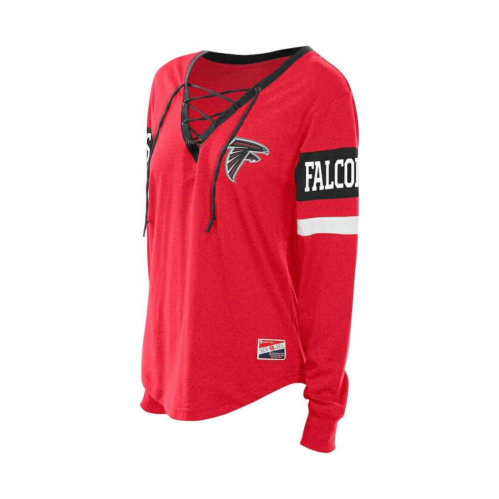 Atlanta Falcons New Era Women's Throwback Lace-Up Long-Sleeve T-Shirt