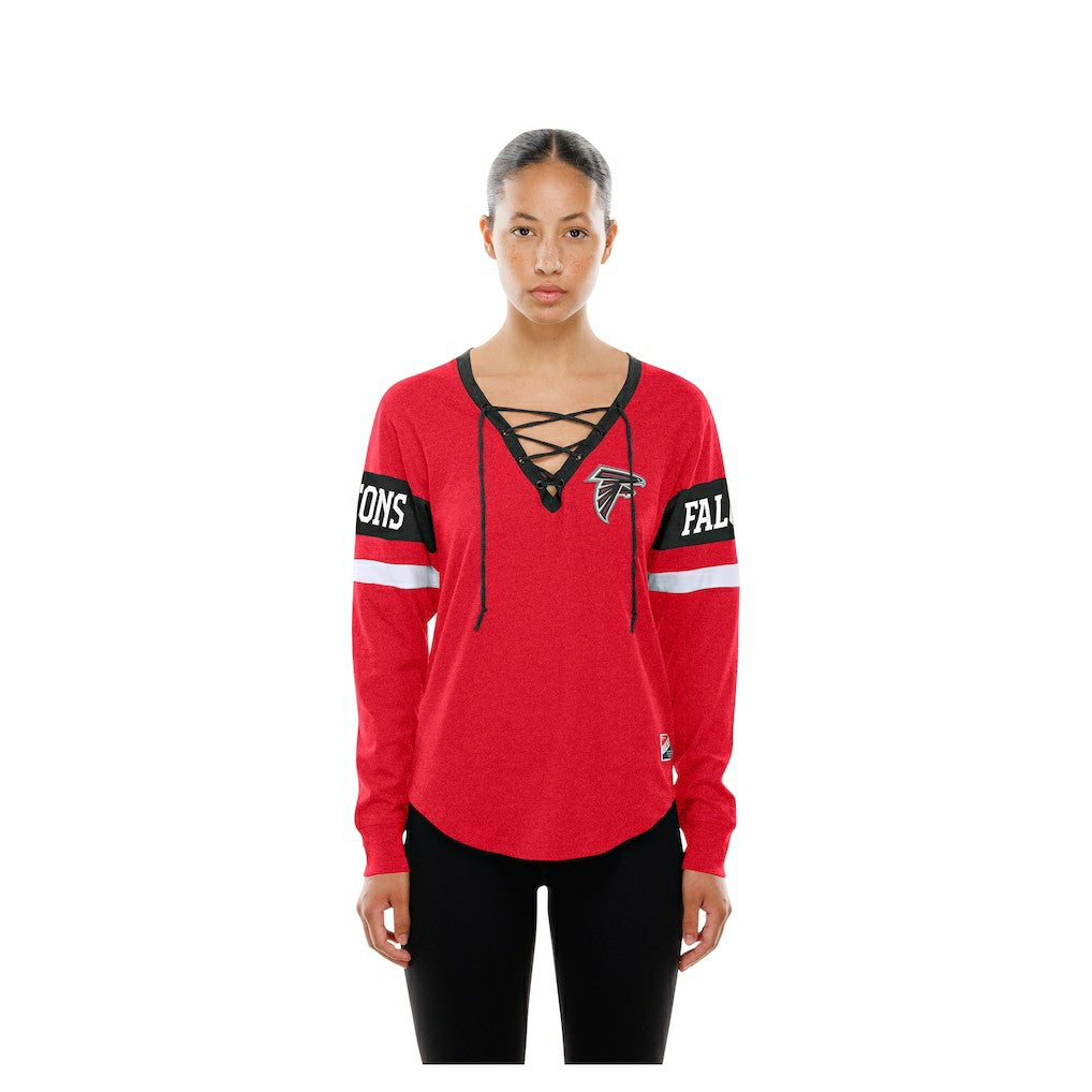 Atlanta Falcons New Era Women's Throwback Lace-Up Long-Sleeve T-Shirt