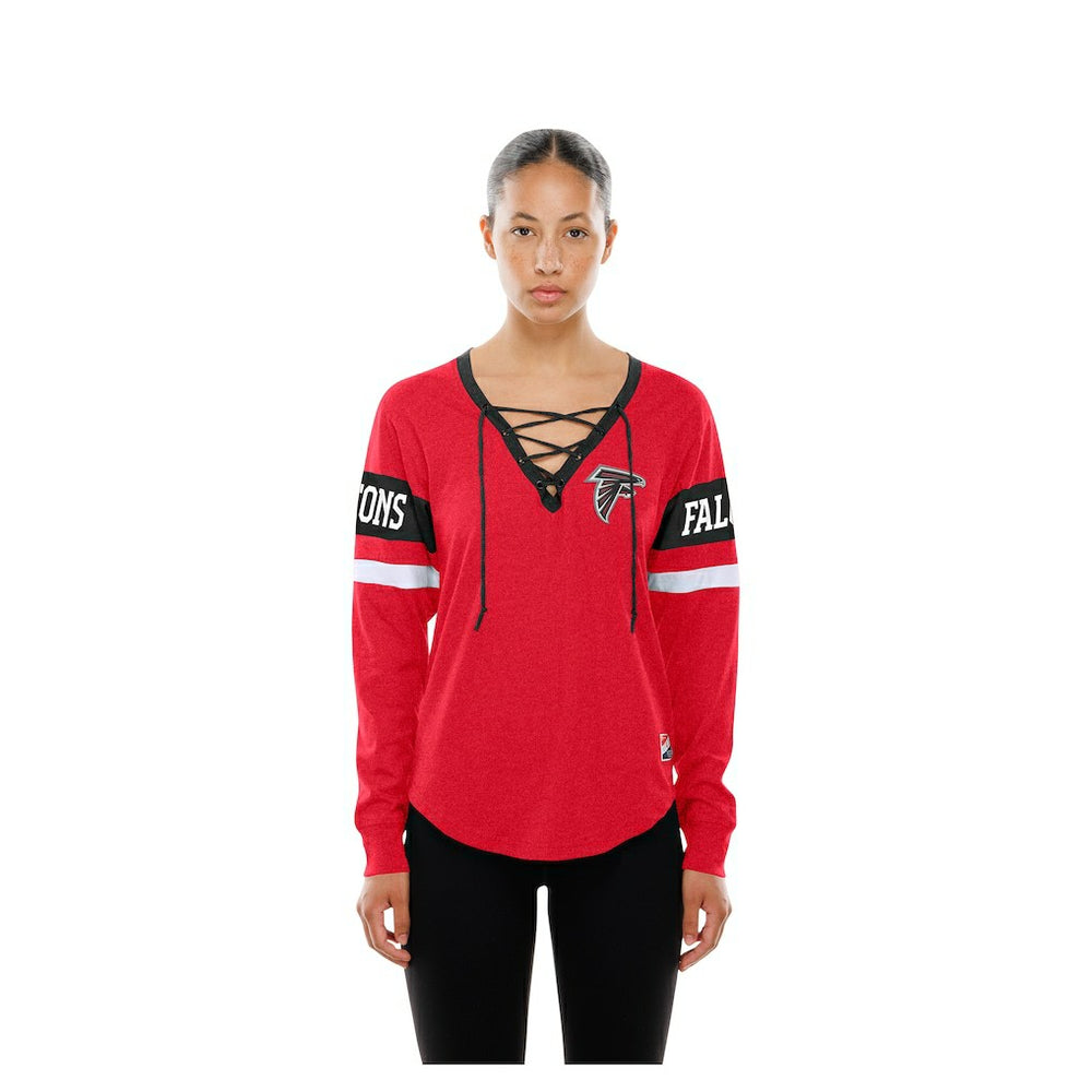 Atlanta Falcons New Era Women's Throwback Lace-Up Long-Sleeve T-Shirt