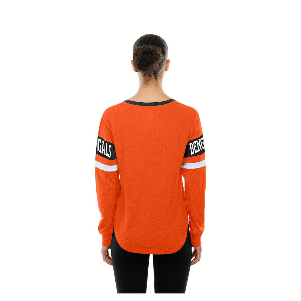 Cincinnati Bengals New Era Women's Throwback Lace-Up Long-Sleeve T-Shirt