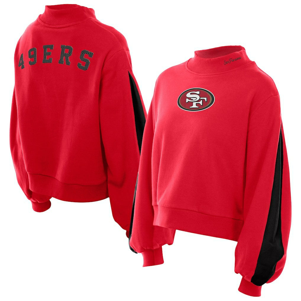 San Francisco 49ers New Era Women's Sport Night Mock Neck Balloon Sleeve Pullover Sweatshirt