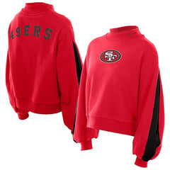 San Francisco 49ers New Era Women's Sport Night Mock Neck Balloon Sleeve Pullover Sweatshirt