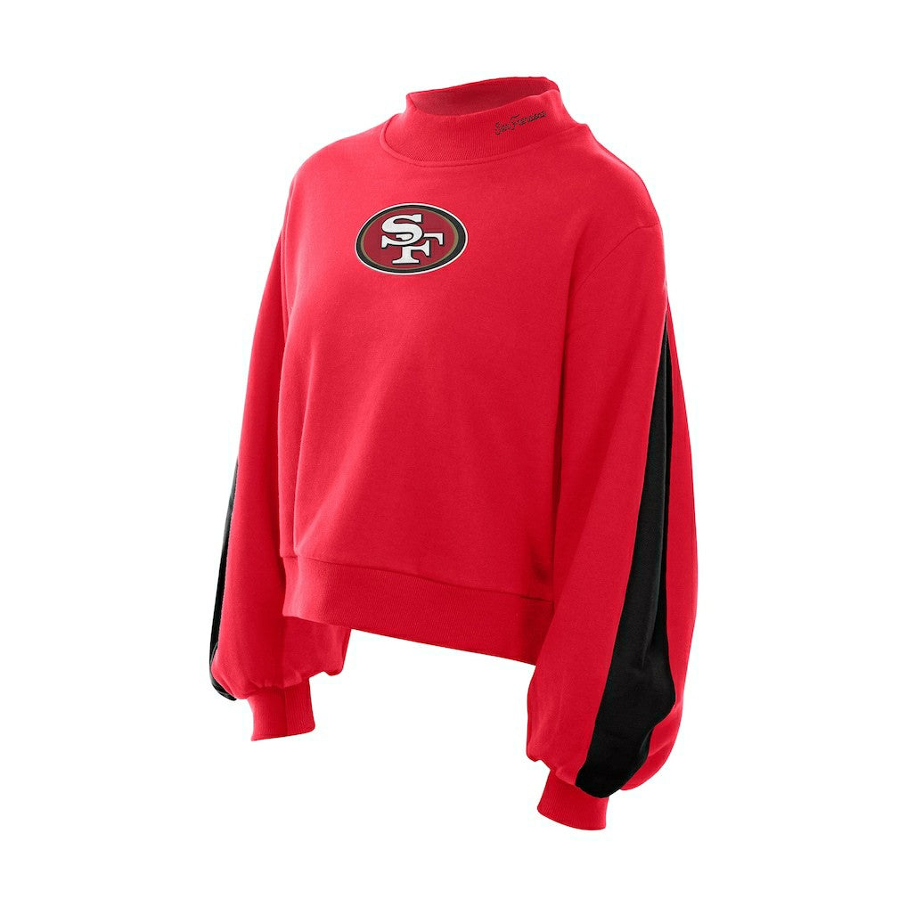 San Francisco 49ers New Era Women's Sport Night Mock Neck Balloon Sleeve Pullover Sweatshirt