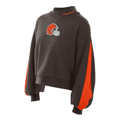 Cleveland Browns New Era Women's Sport Night Mock Neck Balloon Sleeve Pullover Sweatshirt