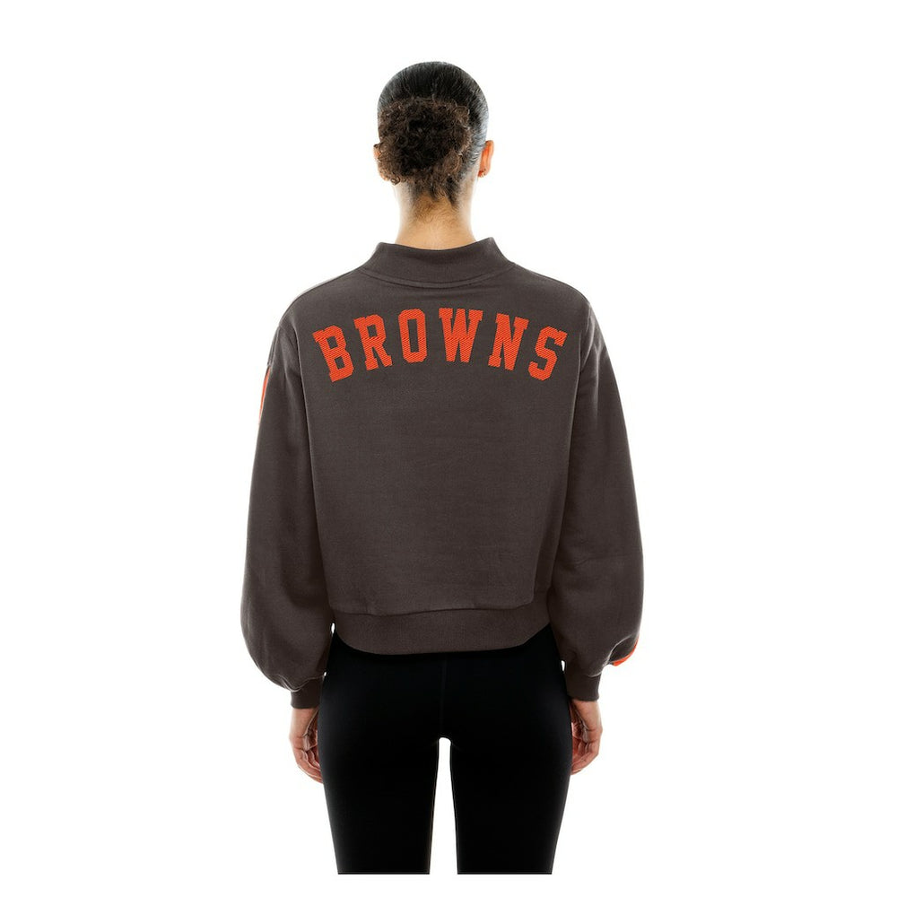 Cleveland Browns New Era Women's Sport Night Mock Neck Balloon Sleeve Pullover Sweatshirt