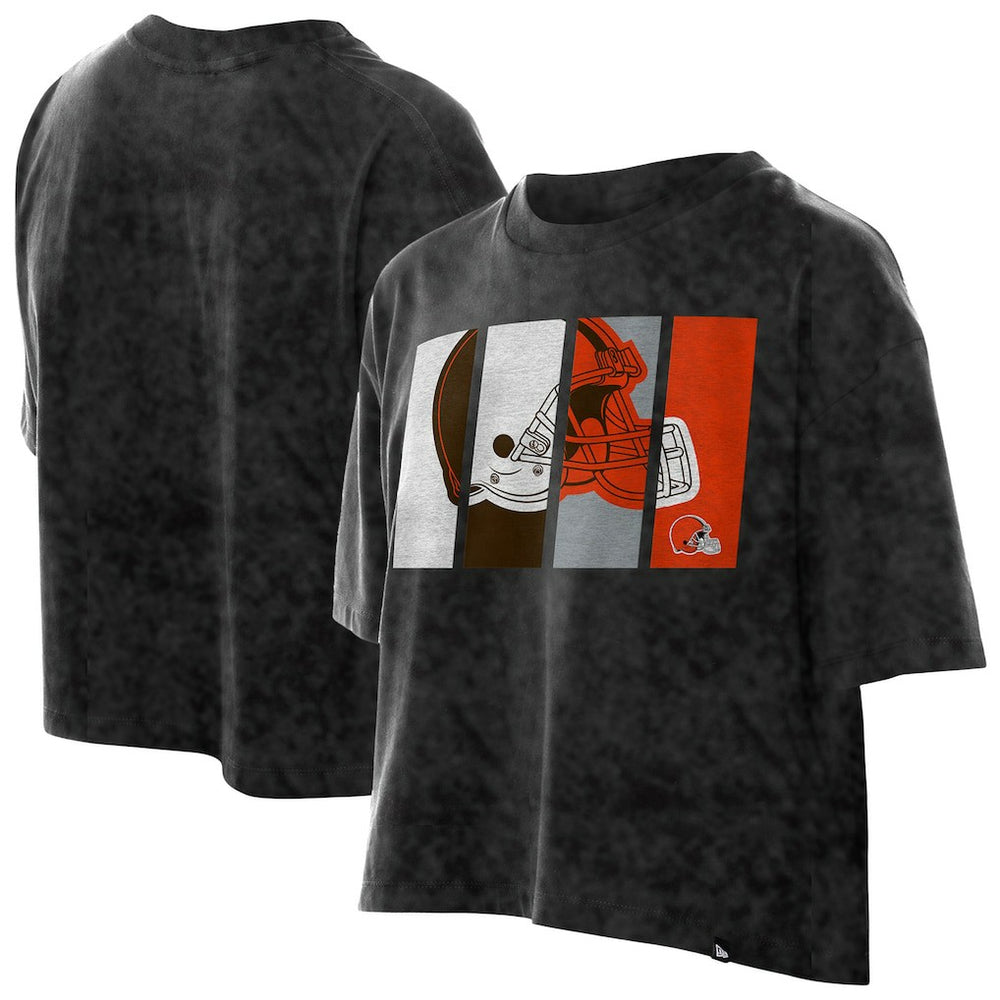Cleveland Browns New Era Women's Boxy Cropped Sport Night Mineral Wash T-Shirt