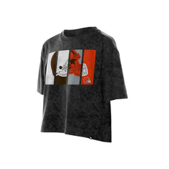 Cleveland Browns New Era Women's Boxy Cropped Sport Night Mineral Wash T-Shirt