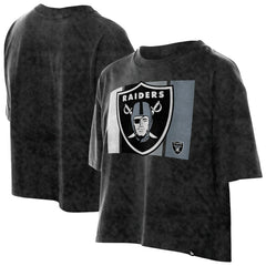 Las Vegas Raiders New Era Women's Boxy Cropped Sport Night Mineral Wash T-Shirt