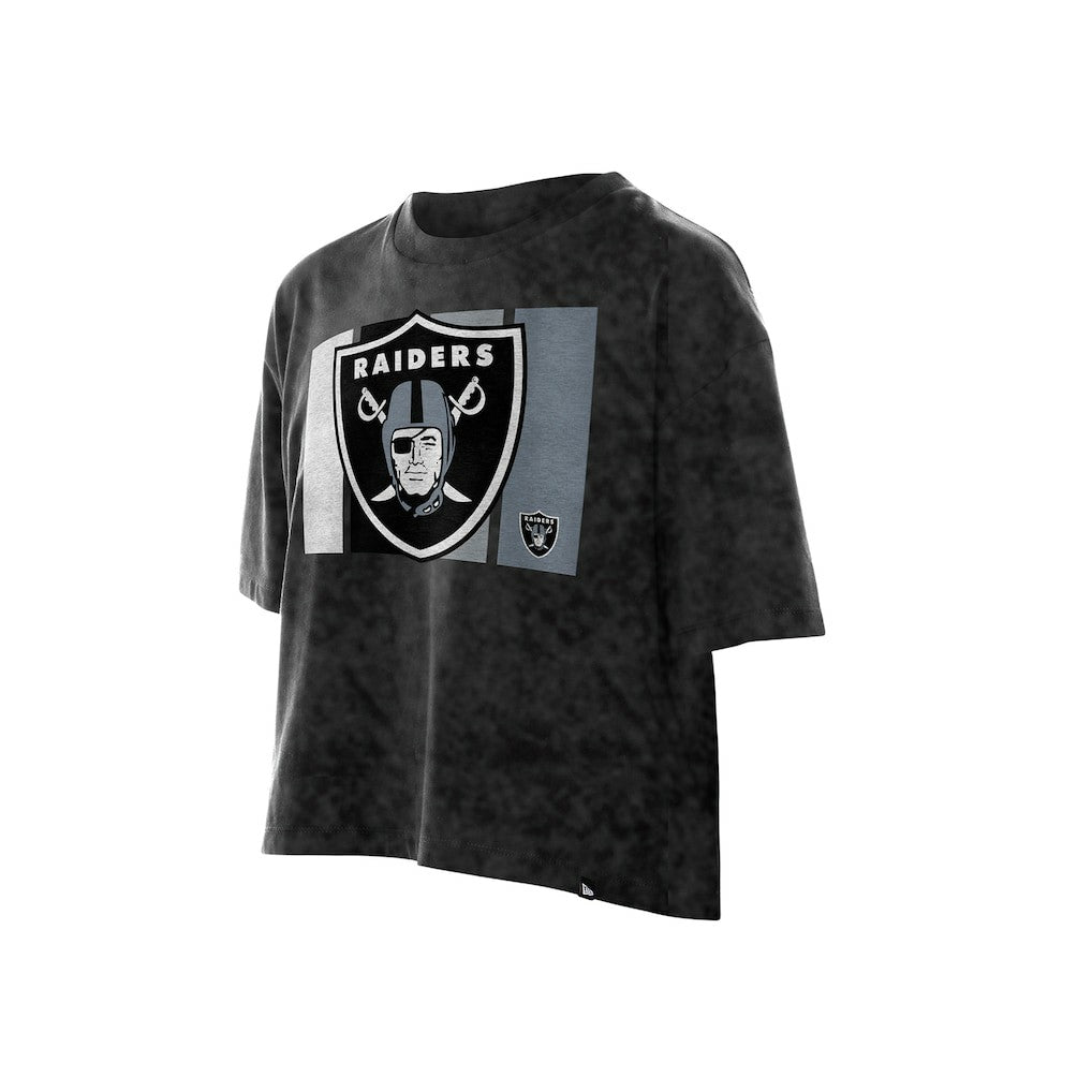 Las Vegas Raiders New Era Women's Boxy Cropped Sport Night Mineral Wash T-Shirt