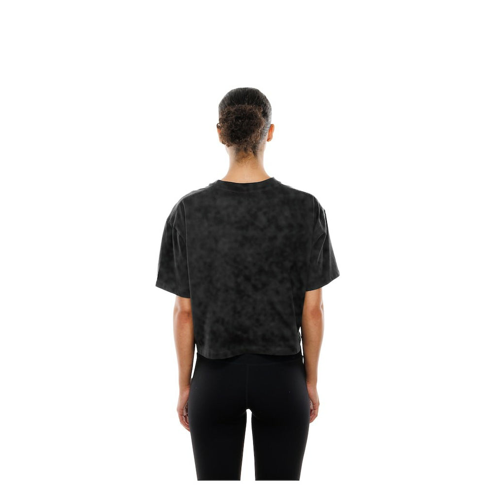 Las Vegas Raiders New Era Women's Boxy Cropped Sport Night Mineral Wash T-Shirt