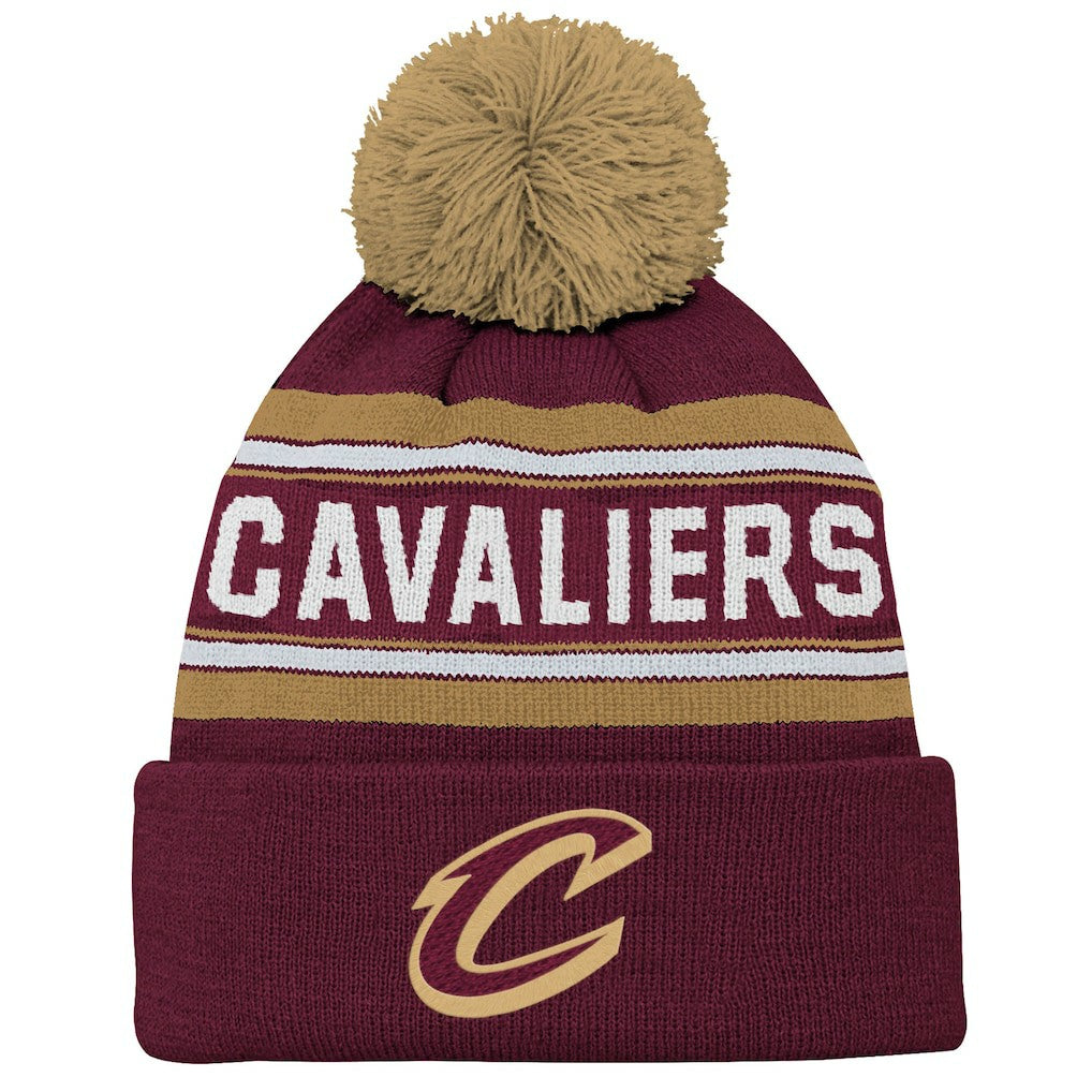 Cleveland Cavaliers Outerstuff Youth Backboard Jacquard Cuffed Knit Hat with Pom sale Discount