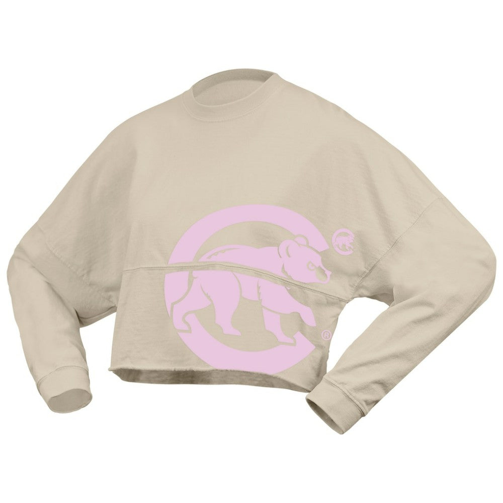 Chicago Cubs Fanatics Women's Floral Preppy Cropped Long Sleeve T-Shirt | MLB For sale