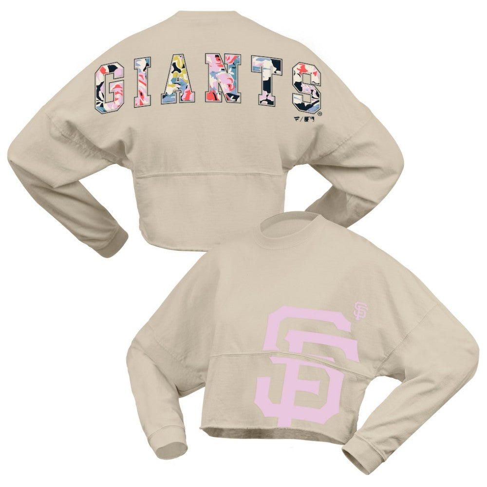 San Francisco Giants Fanatics Women's Floral Preppy Cropped Long Sleeve T-Shirt | MLB For sale