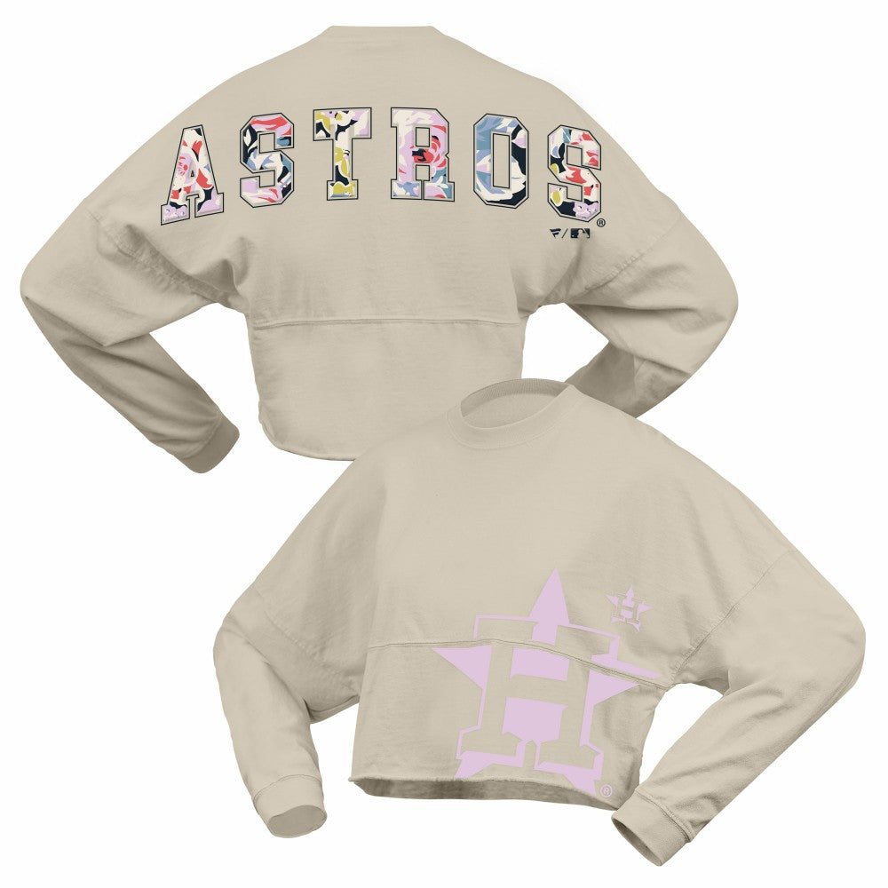 Houston Astros Fanatics Women's Floral Preppy Cropped Long Sleeve T-Shirt | MLB US