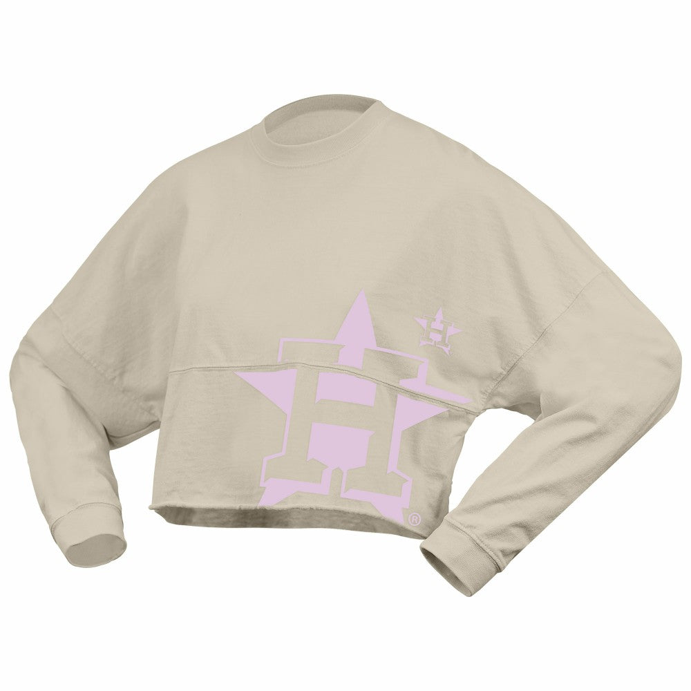 Houston Astros Fanatics Women's Floral Preppy Cropped Long Sleeve T-Shirt | MLB US