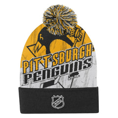 Pittsburgh Penguins Outerstuff Youth New Edge Cuffed Knit Hat with Pom For Sale