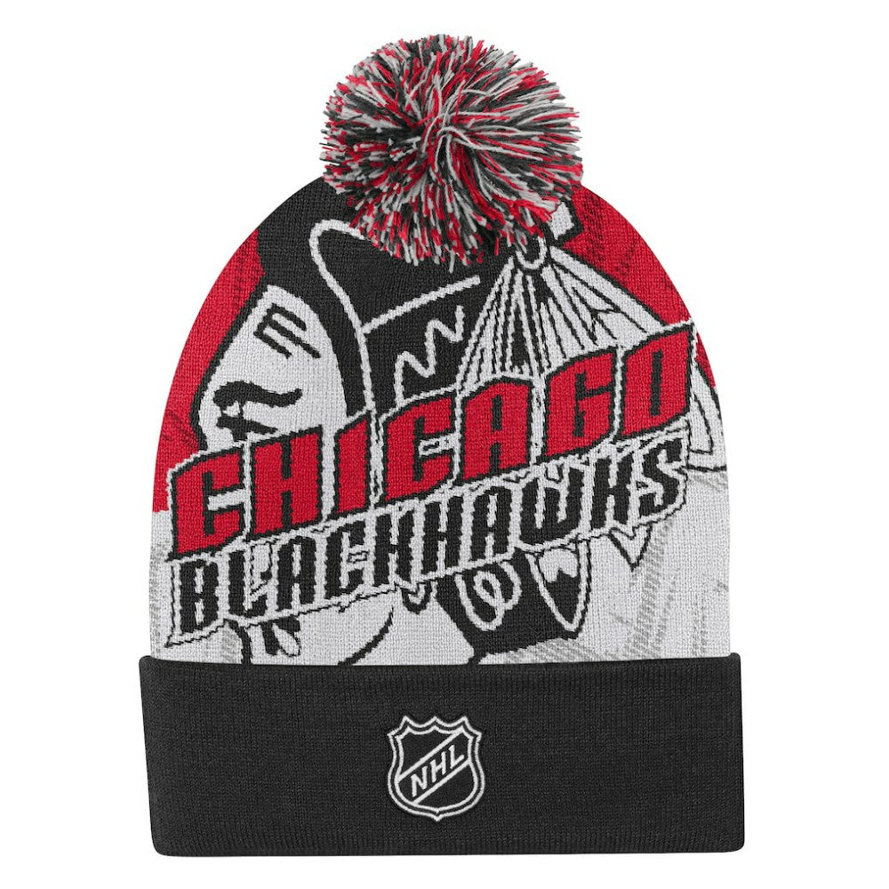 Chicago Blackhawks Outerstuff Youth New Edge Cuffed Knit Hat with Pom Online