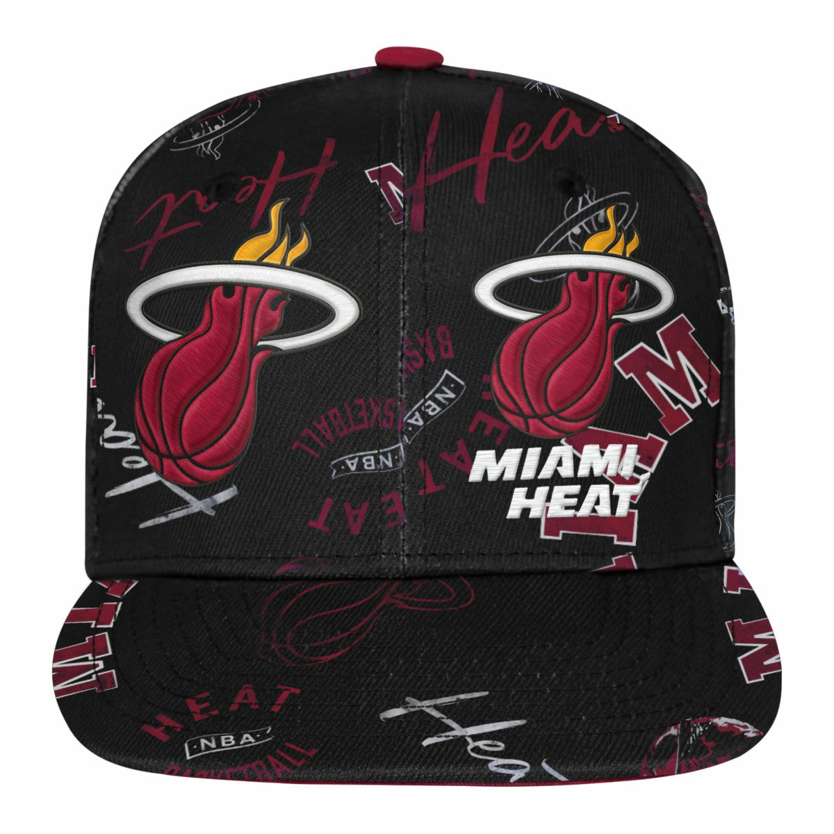 Miami Heat Outerstuff Youth Street Hooper Allover Print Snapback Hat On Sale