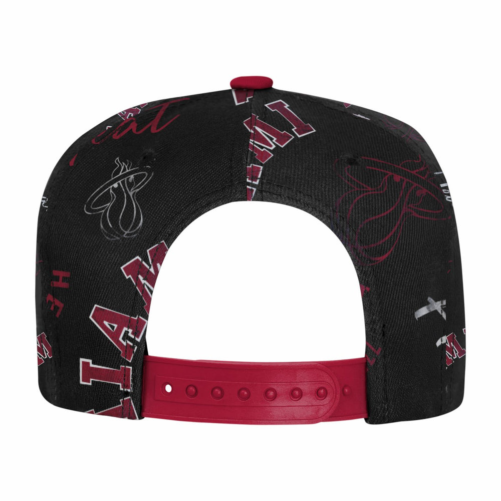 Miami Heat Outerstuff Youth Street Hooper Allover Print Snapback Hat On Sale