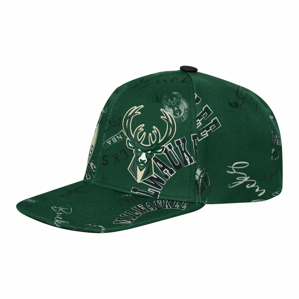 Milwaukee Bucks Outerstuff Youth Street Hooper Allover Print Snapback Hat On Sale