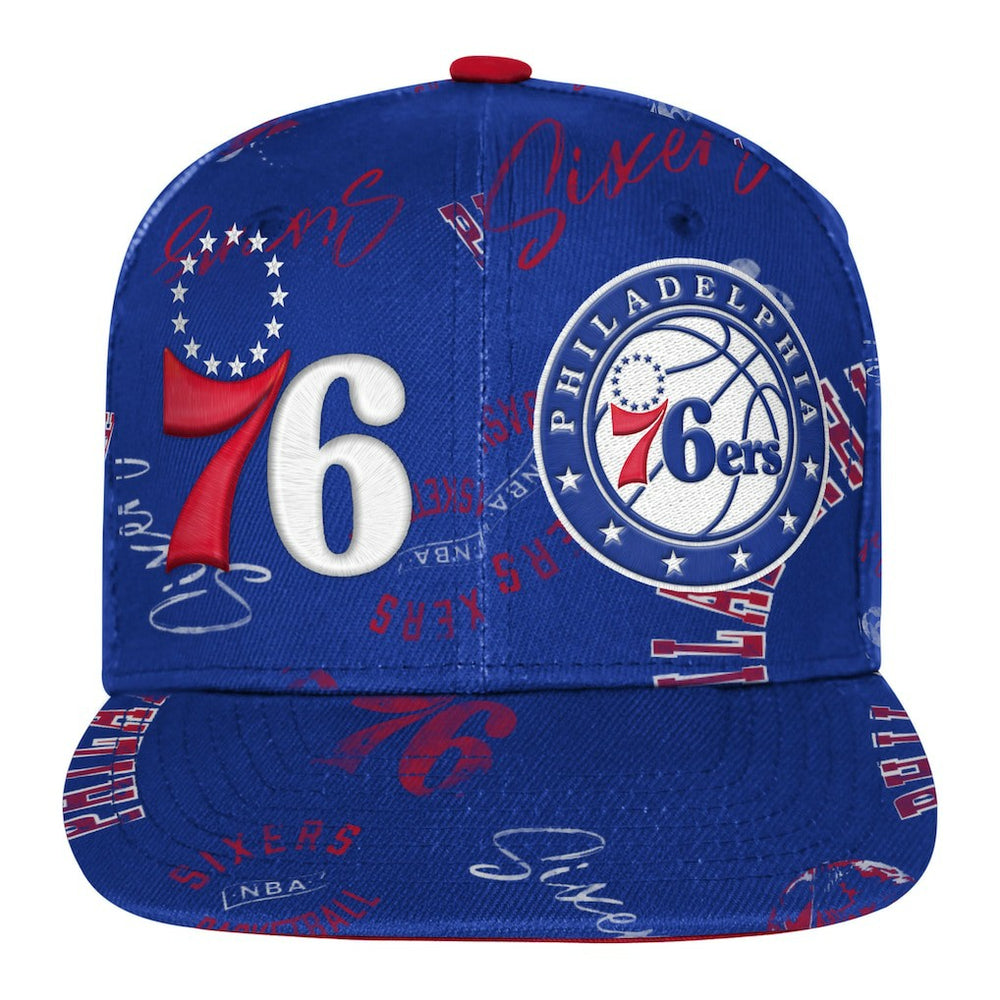 Philadelphia 76ers Outerstuff Youth Street Hooper Allover Print Snapback Hat Discount