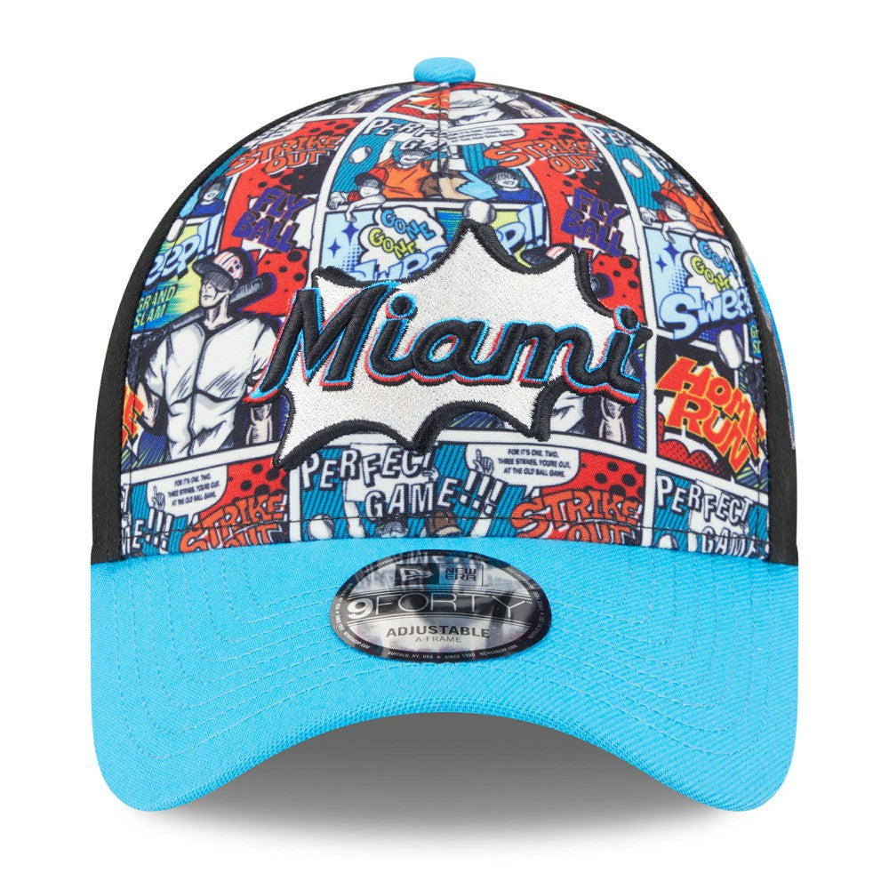 Miami Marlins New Era Youth 2025 MLB Diamond Hero Edition A-Frame 9FORTY Adjustable Hat | MLB Outlet