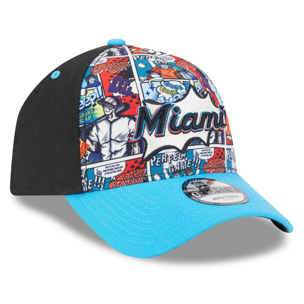 Miami Marlins New Era Youth 2025 MLB Diamond Hero Edition A-Frame 9FORTY Adjustable Hat | MLB Outlet