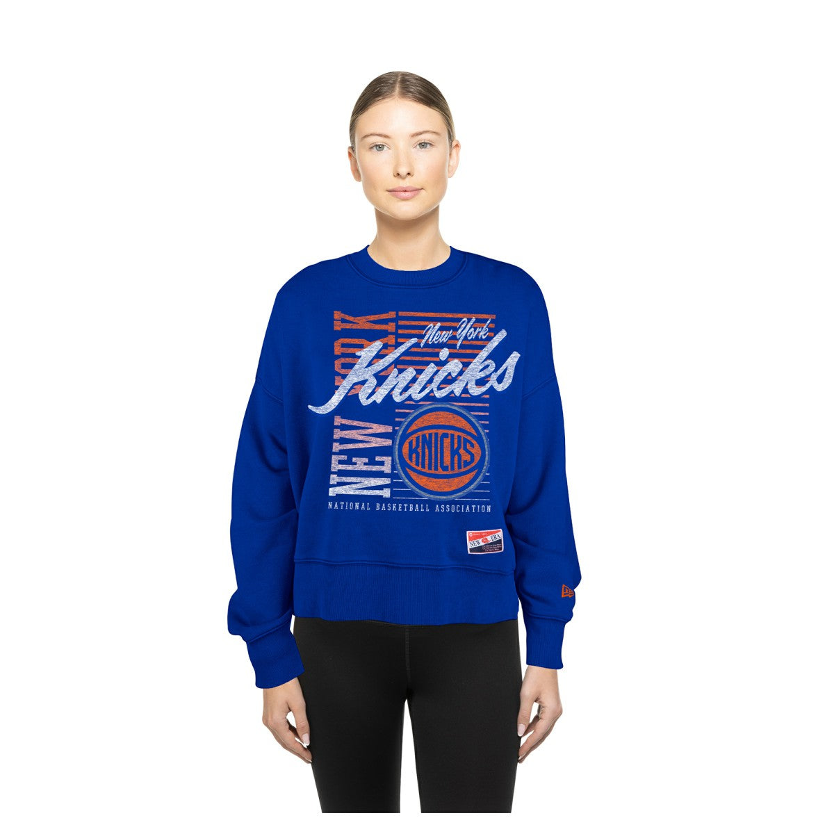 New York Knicks Women's Boxy Throwback Mineral Wash Sweatshirt Outlet